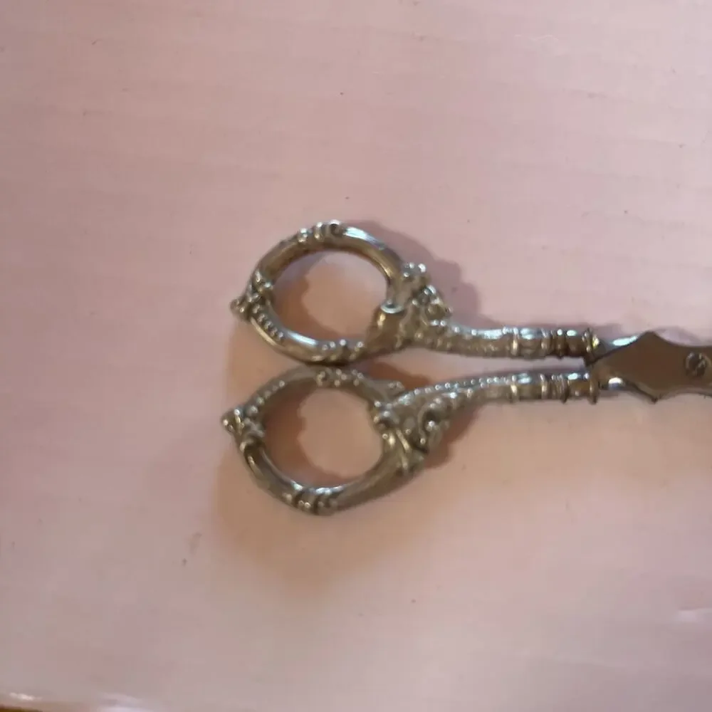 Antique Floral Grape and Vine Sterling Silver shear Scissors